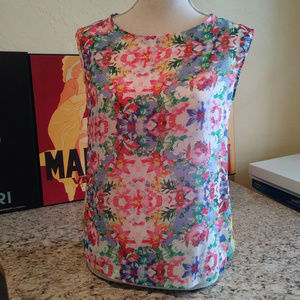 NWT Daisy Fuentes Sheer Top w/Florals & Stripes